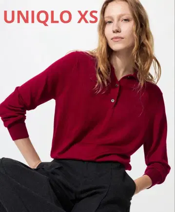 UNIQLO 메리노 폴로 스웨터 레드