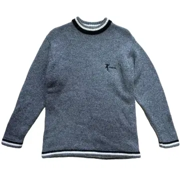 스웨터 VISION 비전 모 자수 라인 그레이 90s 구제 의류