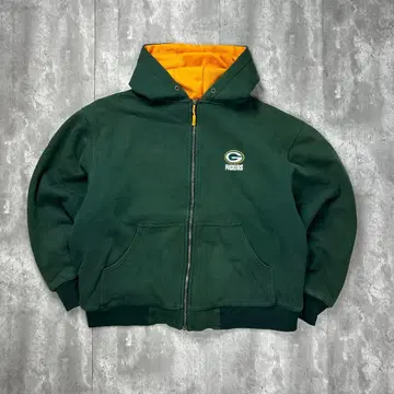 NFL 자수 팀 로고 패커스 두꺼운 집업 후드티 그린 6119