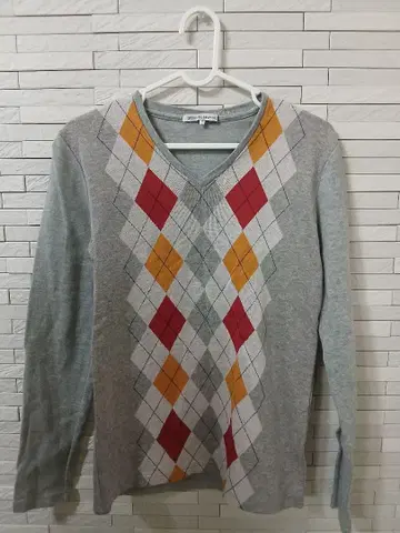 그린 레이블 릴랙싱 아가일 무늬 스웨터 S