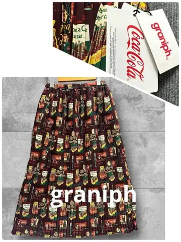 코카콜라 그라니프 택 포함 플리츠 스커트 허리밴딩 아코디언
