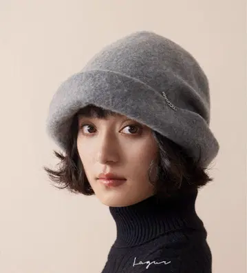 퓨어 메리노울 그레이 햇 방한 대책 고급 사이즈 조절 가능