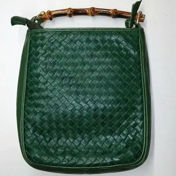 ABILITA BY MIE 그린 뜨개질 가죽 핸드백 일본제