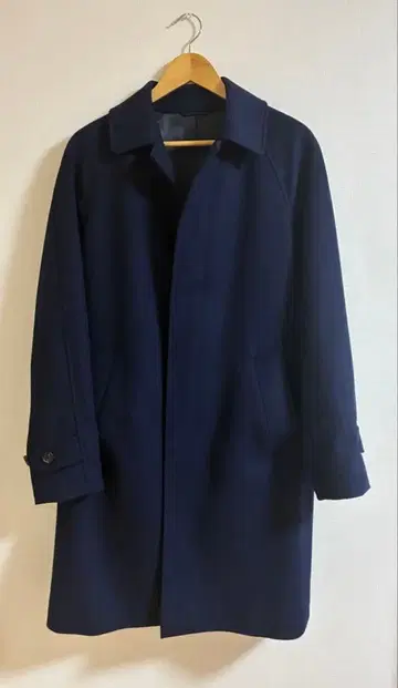 캐시미어 혼방 벨티드 스텐카라 코트 S 네이비