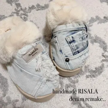 데님 리메이크 퍼 샌들