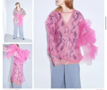 [ 가격 인하 가능 ] MARGE / 마지 별주 TULE 블라우스 핑크