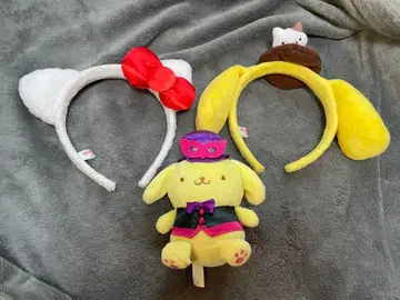 키티 폼폼푸딩 머리띠 봉제 인형 3종 세트
