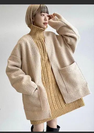 택 포함 새상품 2WAY 리버서블 보아 기모 V넥 자켓