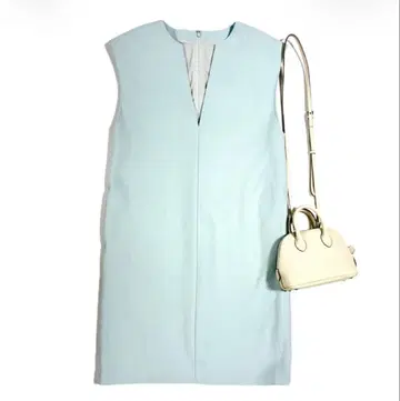 [ 새상품급 ] LOUNIE 더블 저지 오버롤 스커트 V넥 라이트 블루