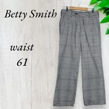 베티 스미스 팬츠 스트레이트 체크 하의 바지 그레이 A028