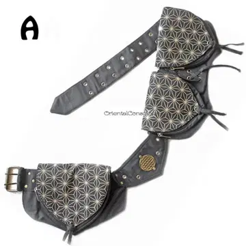 남녀 공용 ] 린넨 패턴 탭 3개 포켓 디자인 힙색 B