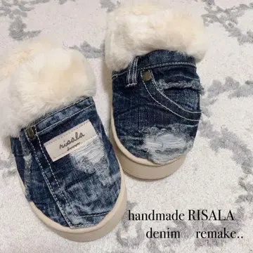 데님 리메이크 퍼 샌들