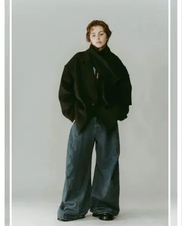 머플러 오버레이 재킷/블랙 쿠누마후