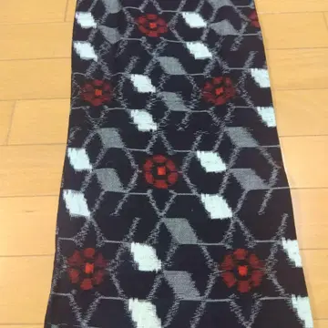 목화 쿠루메가스 린넨 잎사귀 꽃무늬 기모노