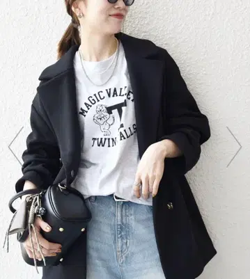 SHIPS any 종이상자 코쿤 테일러드 미디 코트 블랙 새상품