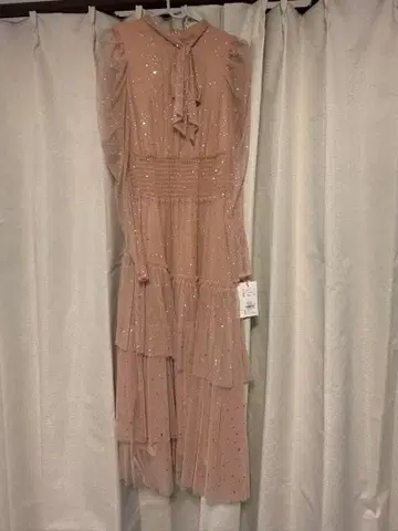 FURFUR 롱 슬리브 라메 튤 드레스