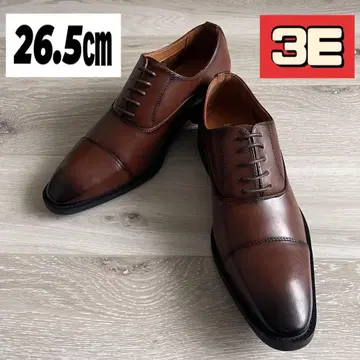 남성용 비즈니스 내피 스트레이트 팁 브라운 26.5 합성 피혁 와이드