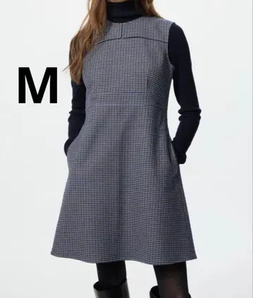 미사용 새상품 더블 페이스 미니 원피스 M 블루 유니클로 UNIQLO