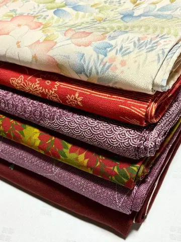 기모노 순수 실크 리메이크 소재.재료 코몬 일괄 6점 선착순