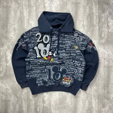 디즈니 올 패턴 자수 후드 맨투맨 네이비 S 6124