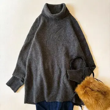 저널 스탠다드 울 캐시미어 터틀넥 스웨터 다크 그레이