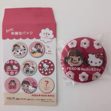 후지야 헬로키티 PEKO x Hello Kitty 자수 캔뱃지
