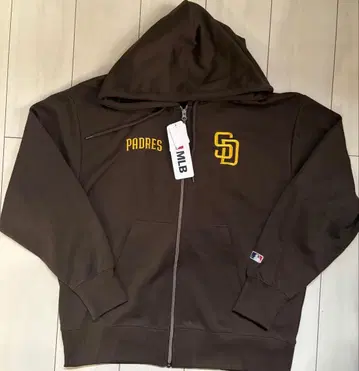 새상품 LL 사이즈 MLB 파드레스 자수 풀 집업 후드티 브라운