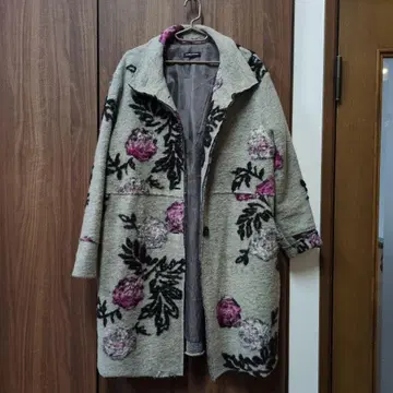 이탈리아제 울 혼방 꽃무늬 롱 코트
