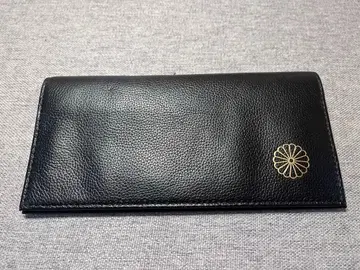 황궁 장지갑 천연 가죽 국화 문양 블랙 지갑