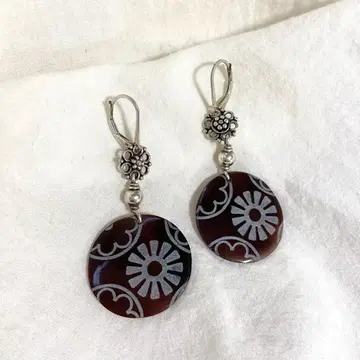 925 silver 쉘 꽃 귀걸이