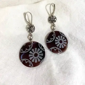 925 silver 쉘 꽃 귀걸이