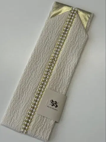 후리소데용 졸업식용 펄 장식 레이어트 카라, 레이어트 카라 아이보리/금