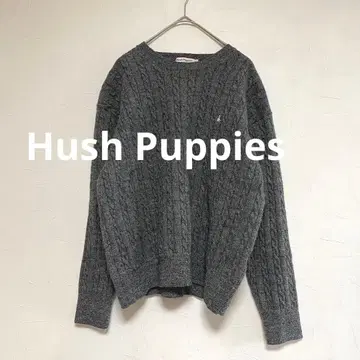 허시파피 가을/겨울 울 로고 자수 케이블 짜임 니트 여성용 L