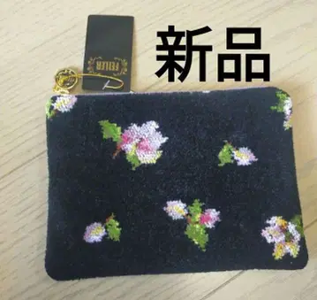 라스트! 택 포함 새상품 FELTIER 꽃무늬 파우치 블랙 보라색