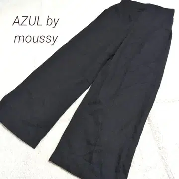 아줄바이마우지 허리밴딩 와이드 캐주얼 팬츠 블랙