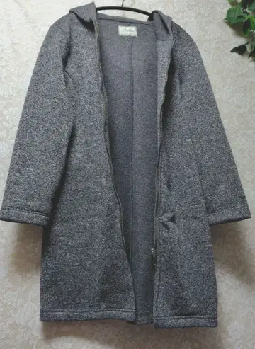 후드 부착 롱 코트 집업 그레이 M 사이즈