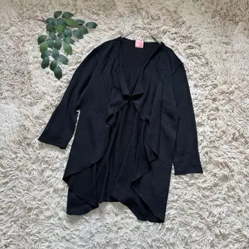 6909 롱 니트 가디건 / 블랙 / 일본제 / 울 혼방 / 버튼 없음