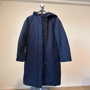 UNIQLO 유니클로 다운 코트 롱 기장 네이비 S 사이즈 후드 부착