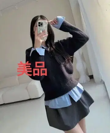 폴로 옷깃 도킹 셔츠 니트