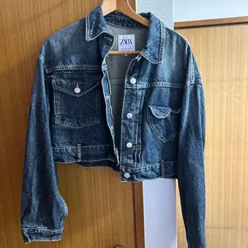ZARA 다크 데님 크롭 자켓 짧은 기장 M