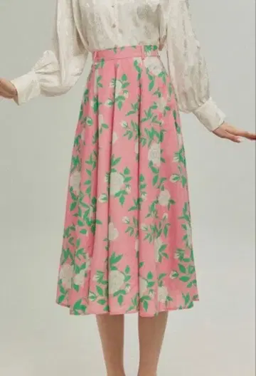 플라워 프린트 플레어 스커트 핑크 트웬티스 twenties