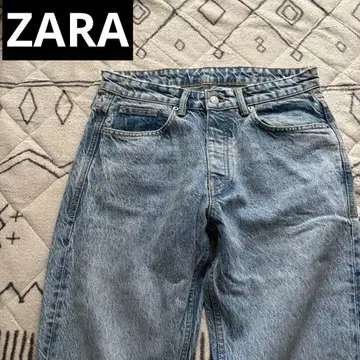ZARA 케미컬 워시 데님 워시드 서리 내린 듯한 라이트 블루