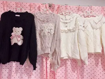 LIZLISA 니트 4세트 베어 핑크 화이트 블랙