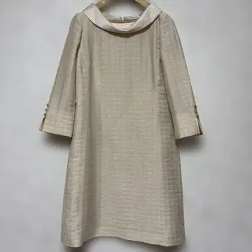 YUKI TORII 유키토리이 새틴 롤 옷깃 베이지 롱 원피스 38