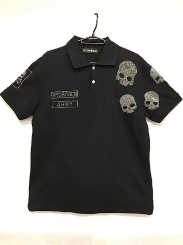 HYDROGEN 스컬 큐빅 블랙 피케 셔츠 L