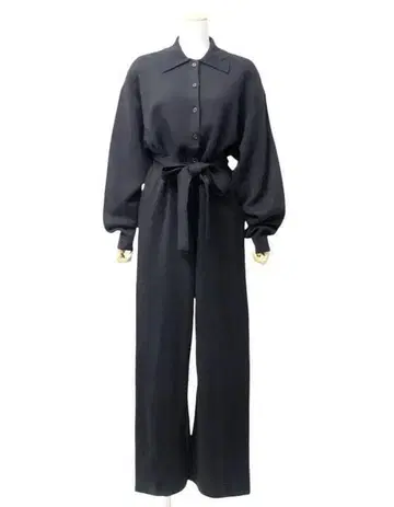 CLANE 23AW 루즈 니트 올인원 허리 리본 블랙