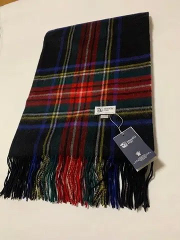 남녀 공용 존스턴즈 대형 스톨 머플러 캐시미어 블랙 스튜어트