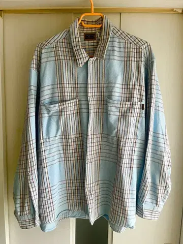 BIG MAC 스카이블루 체크 무늬 긴팔 셔츠 L-TALL