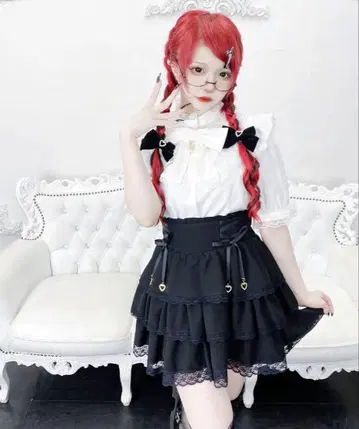 MARS 허리 레이스업 3단 프릴 스커트