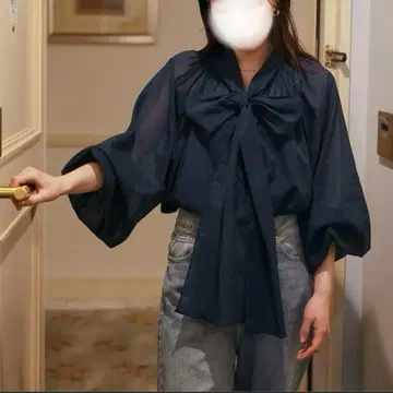 에어리 코튼 보일 보타이 블라우스